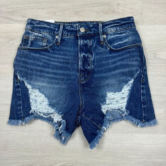 GOOD AMERICAN Bombshell Shorrts Womens 2 26 High Rise Cut Off Denim - Picture 1 of 4